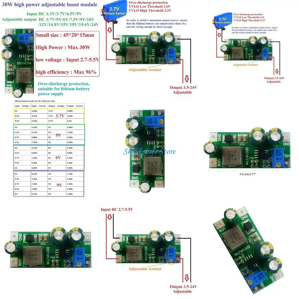 

E65E 1PC DD03AJTA 30W Регулируемая модуль шага 6A 2,7-5,5 В до 3,5-24 В