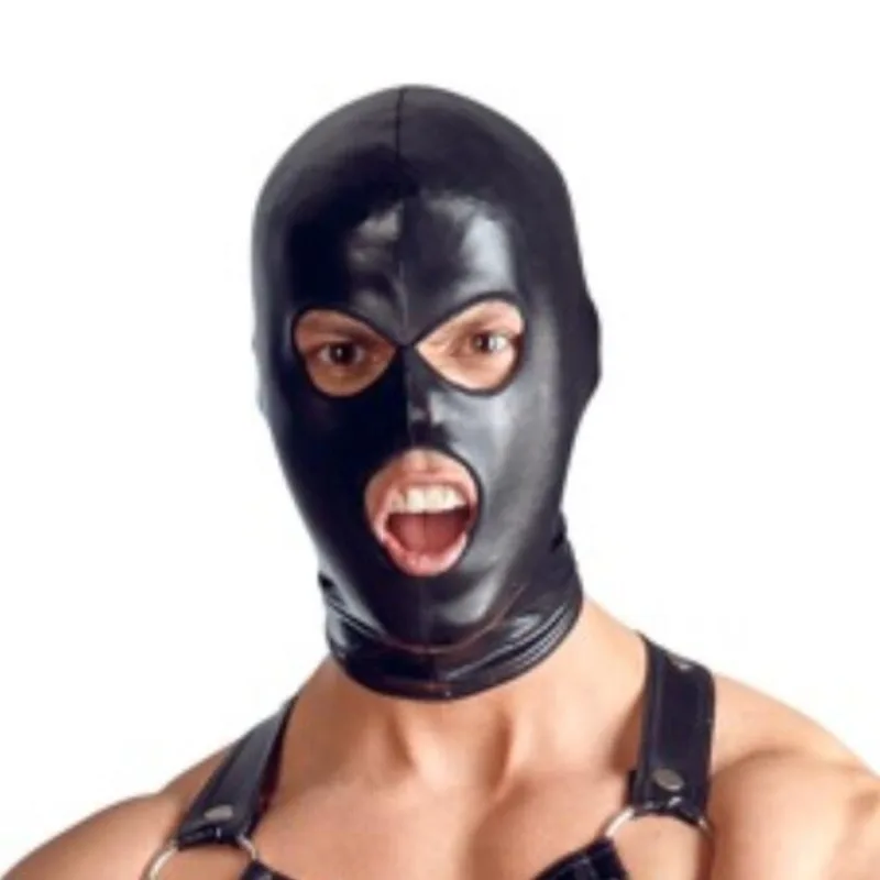 

Black Hood Mask Cosplay Wetlook Hood Head Latex Mask Couples Face Mask Hood For CS Game Halloween Carnival