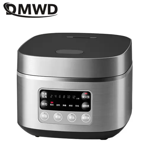 DMWD 가정용 전기 밥솥, 스마트 자동 아침 식사 기계, 수프 냄비, 열 보존, 12 시간 예약, 3L
