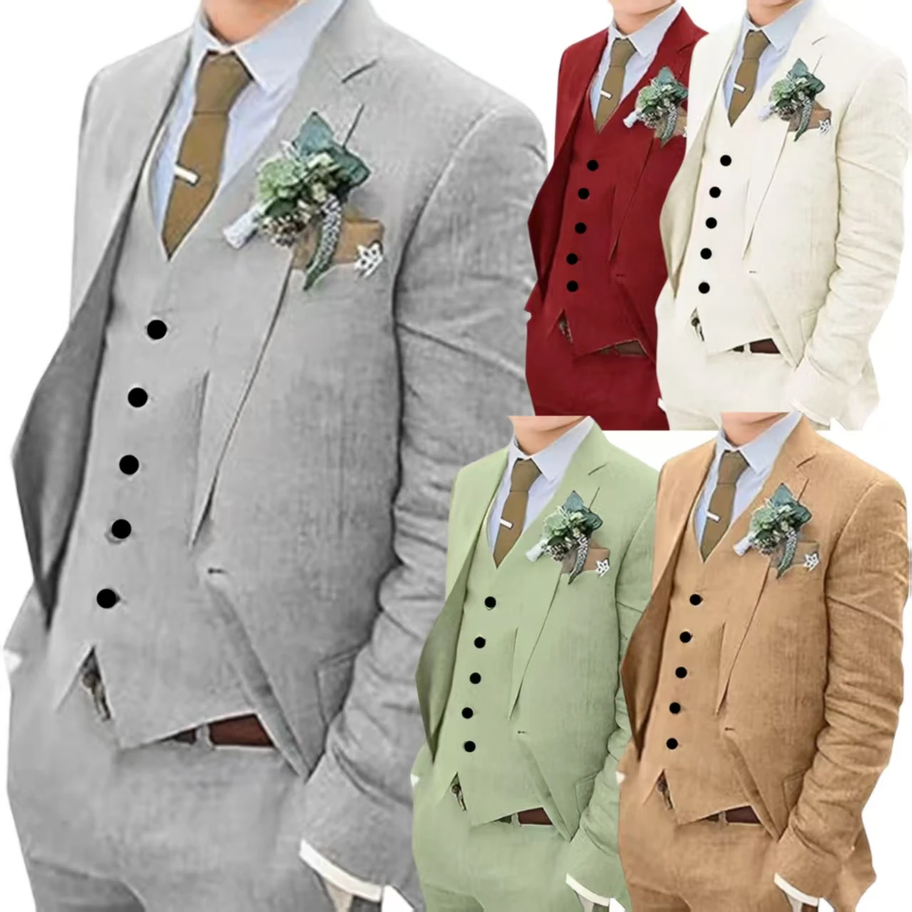 

Men's casual fitted linen suit Carnivals men high end men's clothing Business activities stage costume The latest