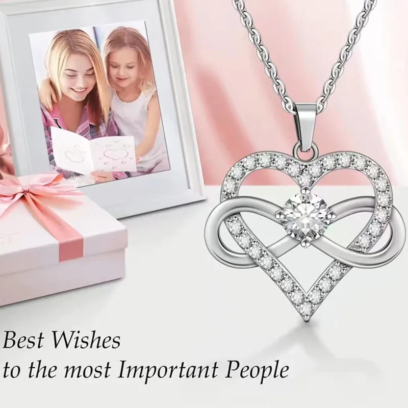 Minimalist Silver Color Infinite Love CZ Necklace for Women Luxury Forever Love Romantic Wedding Wishes Jewelry Birthday Gifts