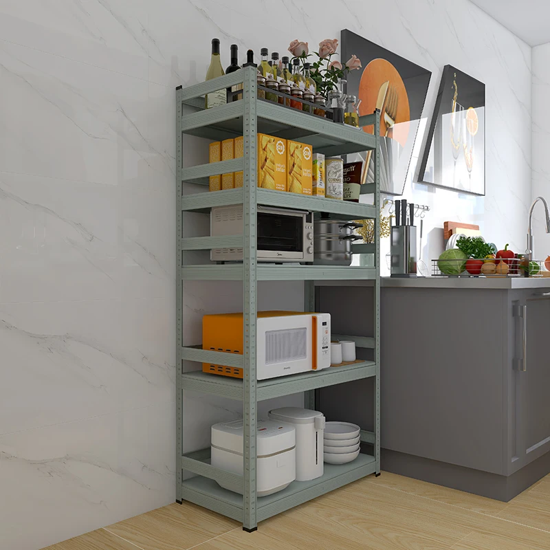 Gray Green Fence Kitchen Shelf Floor-Standing Multi-Layer Microwave Oven Pot Storage Shelf Household