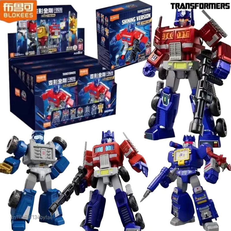 BLOKEESTransformers Block Man Shining Edition Second Generation Optimus Prime Soundwave Assembly Model Desktop Ornament Toy Gift