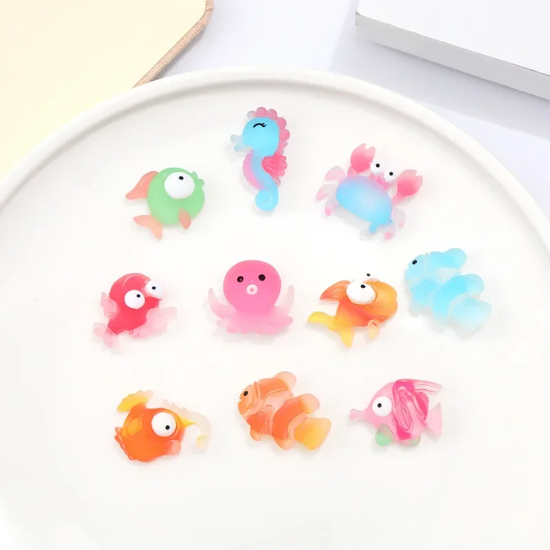 5pcs Resin accessories cartoon marine animals fish crab cartoon resin flatback diy jewelry accessories crafts materials