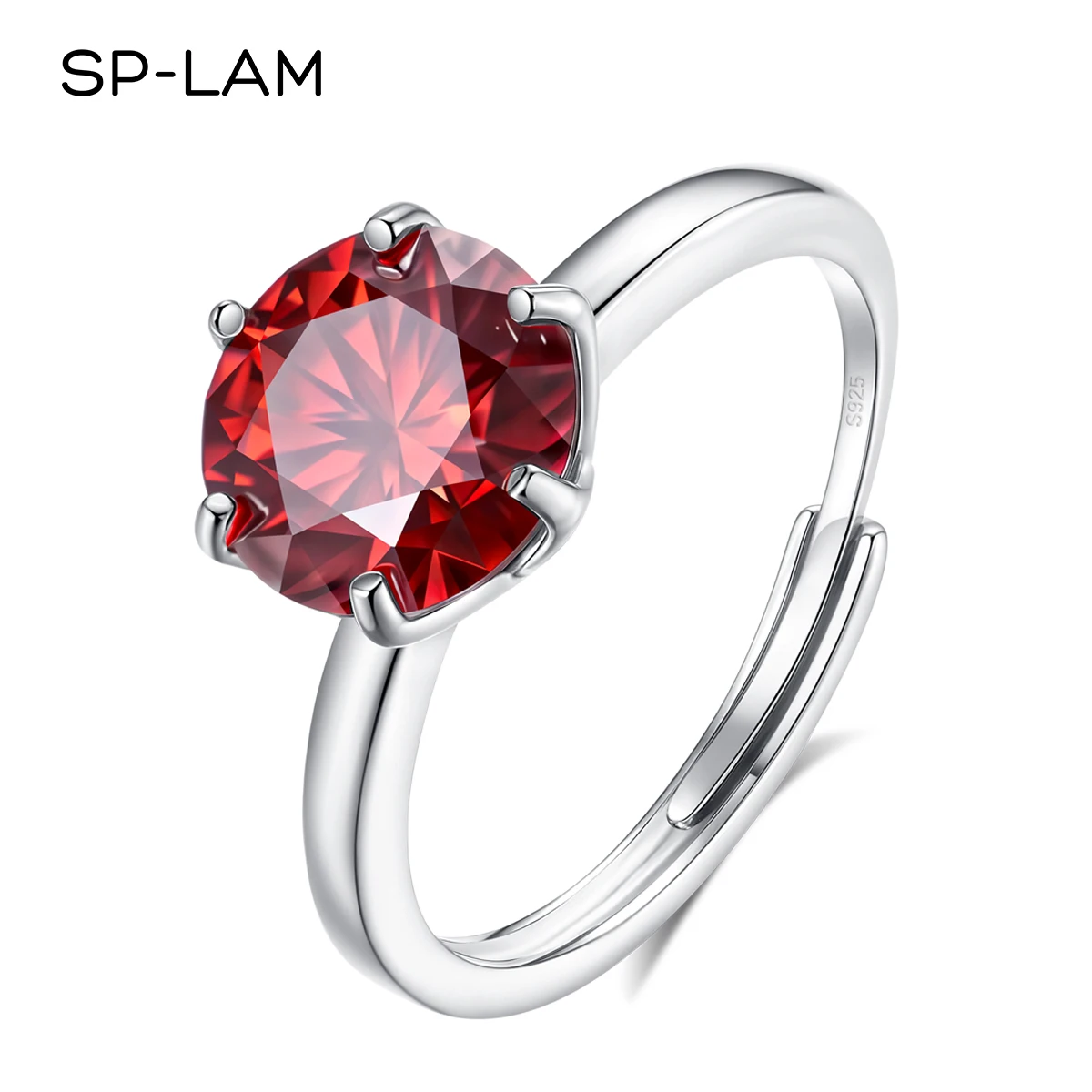 

SP-LAM S925 Sterling Silver Multicolor Moissanite Ring for Women round Cut Party Daily Wear Colorful Jewelry Gift