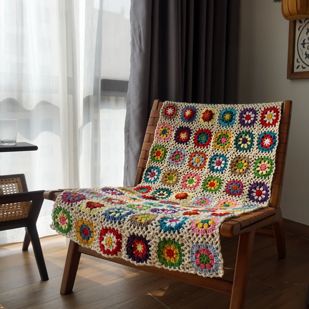 Multi Colour Handmade Granny Square Crochet Blanket Granny Blanket Home&living Wedding Gift