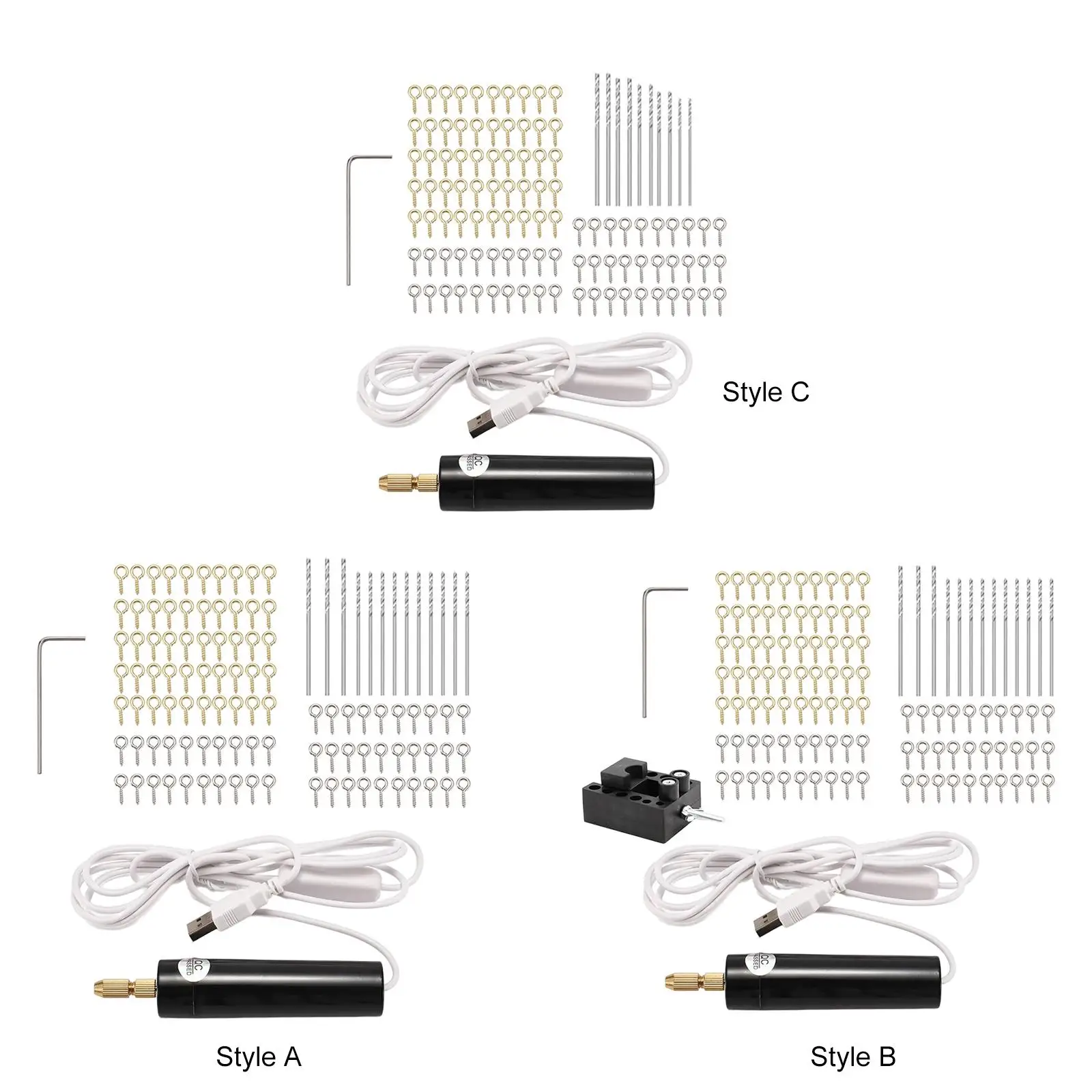 Portable USB Electric Drill Electrical Pin Vise Kit with Screw Eye Pins for DIY Crafts