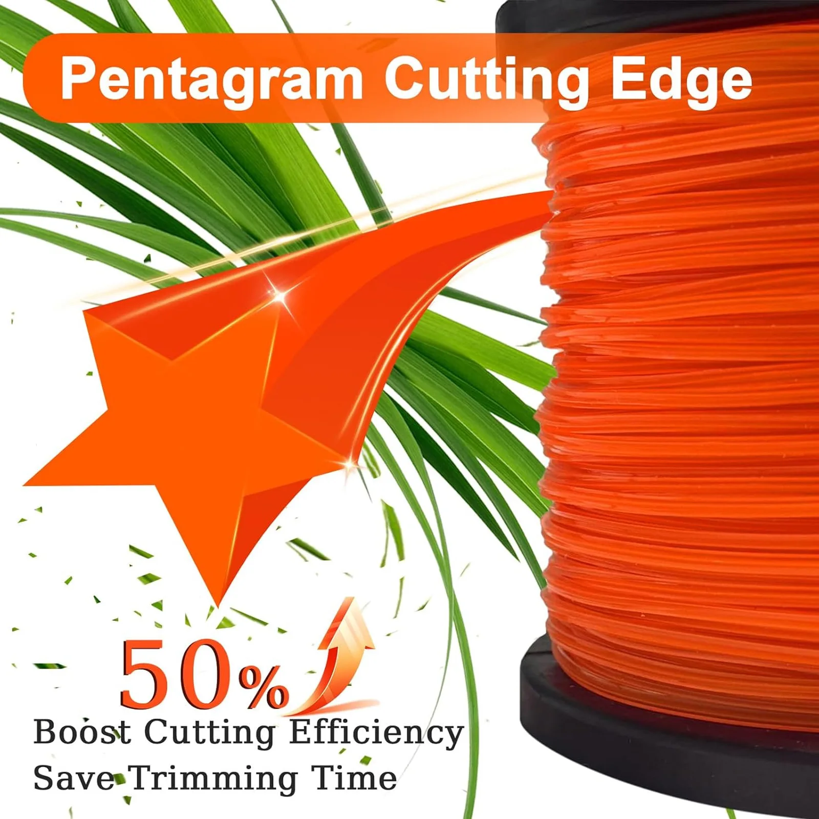 TSES 1.5LB Trimmer Rope Star Shape, String Trimmer Line, Commercial Grade Pentagon Weed Eater Spool, Premium Nylon Universal