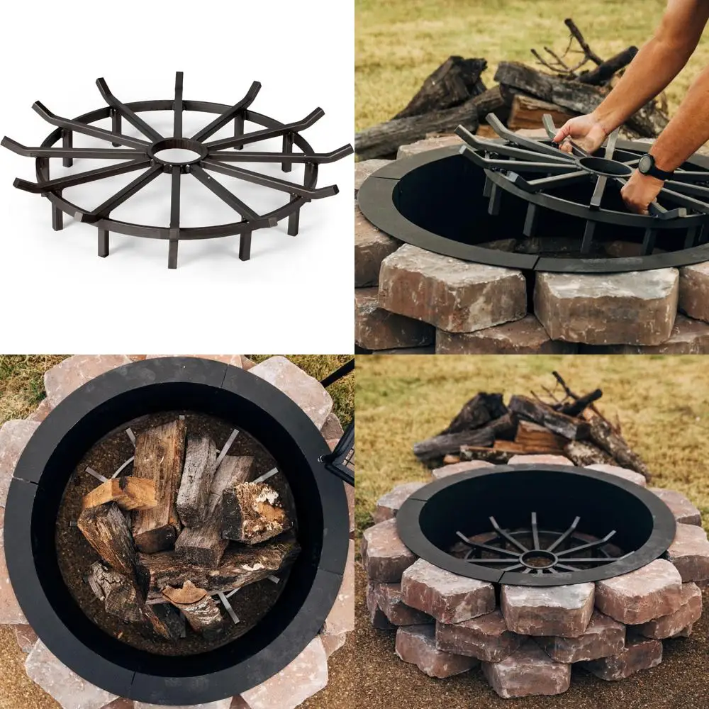 

High-Efficiency Smokeless Fire Grate for Wood Burning, Decorative 32 Wagon Wheel Style Fireplace Grate