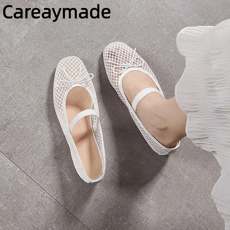 

Careaymade-женская обувь большого размера ручной работы, модные сандалии на плоской подошве с дышащей сеткой, стелька из коровьей кожи с мелким горлышком, одиночные туфли Мэри Джейн