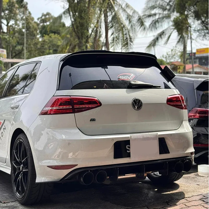 For Volkswagen Golf Mk7 Mk7.5 GTI R R-Line 2012-2020 MAXTON Style Rear Spoiler Cap Rear Roof Lip Spoiler Splitter Wing Tuning