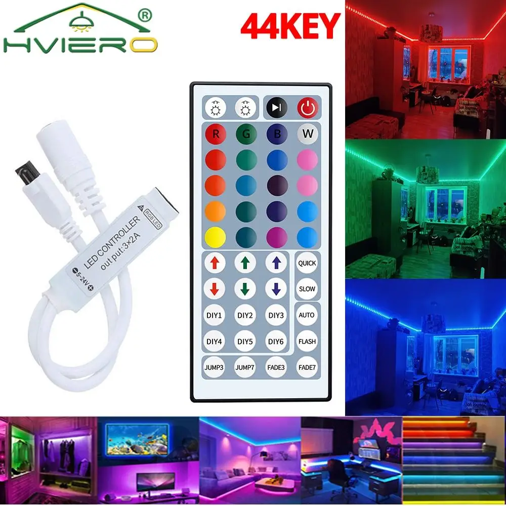 SMD 3528 Lights Strip LED Controller 44Key IR RGB Remote DC 12V Wireless Dimmer Switch For High-power Home TV Decoration Lamp