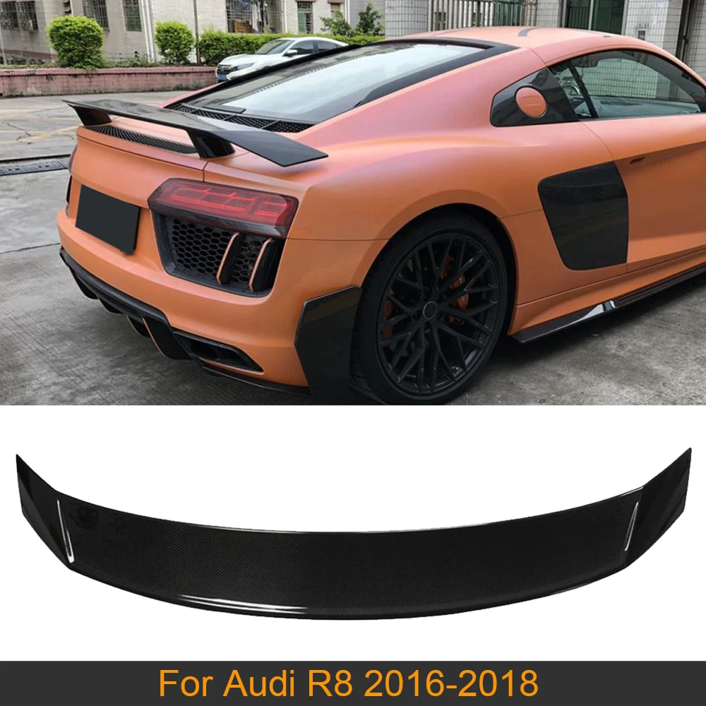 For R8 Rear Trunk Wing Spoiler Lip For Audi R8 Coupe 2016 - 2019 Car Rear Tail Trunl Boot Lip Spoiler Carbon Fiber