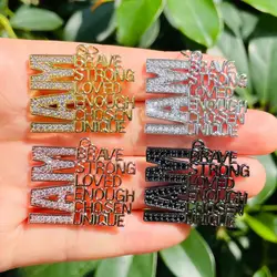 5pcs  I Am Brave Strong Loved Enough Chosen Unique Inspiring Words Charms for Women Bracelets Making Girl Necklace DIY Creations