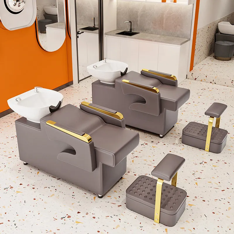 Semi Reclining Style Luxury Chair Beauty Salon Head SPA Hair Washing Chair Shampoo Modern Silla De Lavado De Cabello Furniture