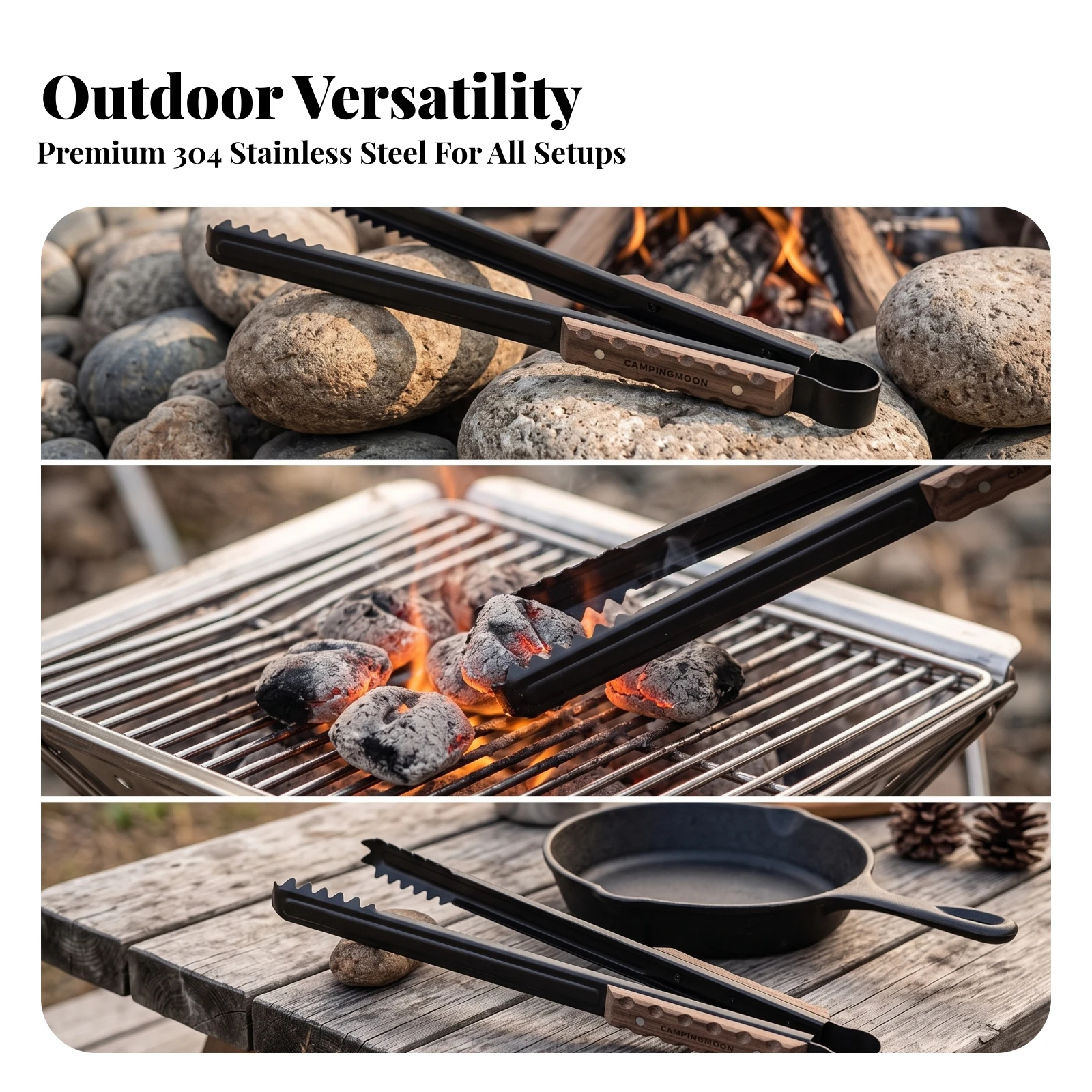 Charcoal Tongs Serrated Barbecue Tongs Charcoal Pick up Tool Long-Lasting Firewood Picker Non-Slip for Grill Masters