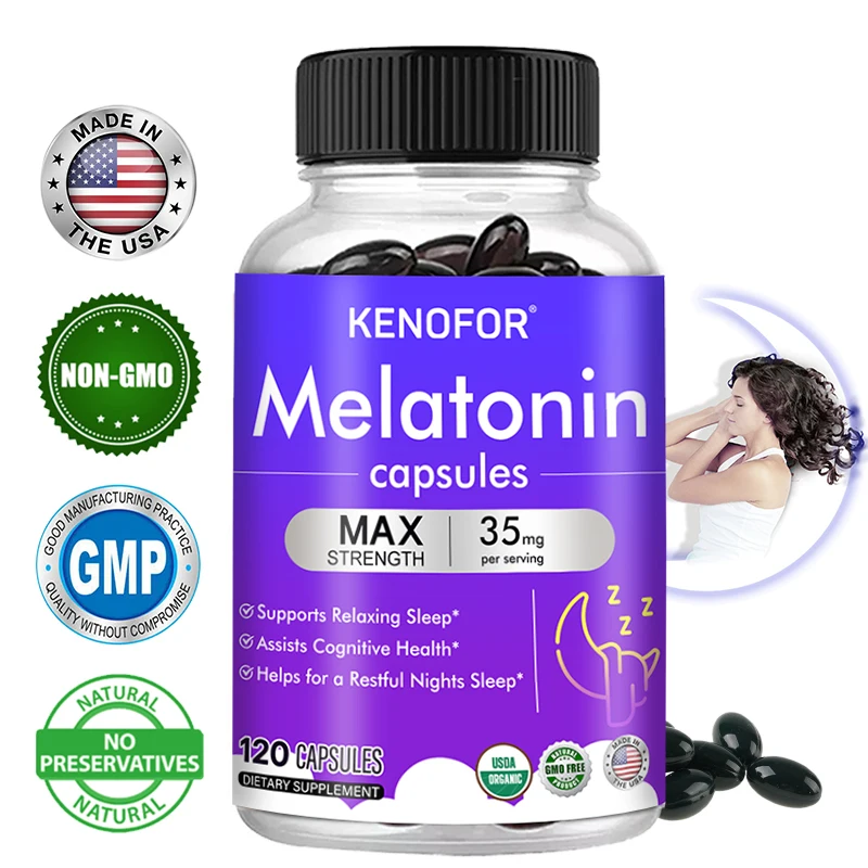 Kenofor Melatonin Capsules - Insomnia Slimming Belly Fat Burning Melatonin Supplement Healthy Sleep