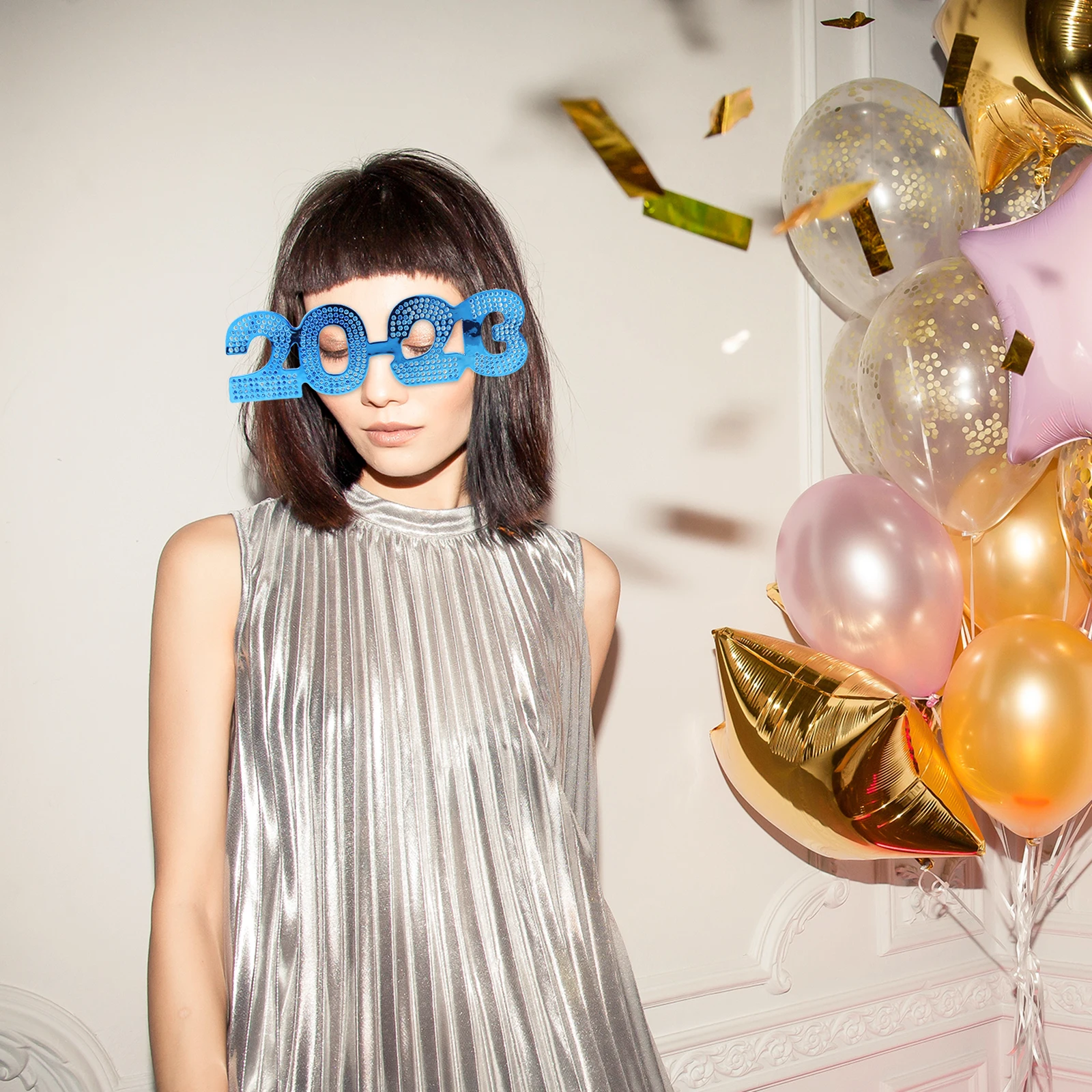 

Blue Child Glow Stick Eyeglasses Photo Booth 2023 New Year Party Favors Straight PC Frames Bright Colored Stylish Distinctive