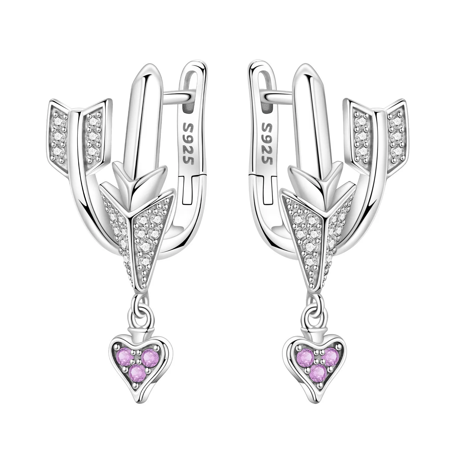PANPOKI 925 Sterling Silber Romantische Amor-Pfeil-Ohrhänger für Damen, Party-Ohrringe, origineller Schmuck, Geburtstag, Hochzeit, Geschenke