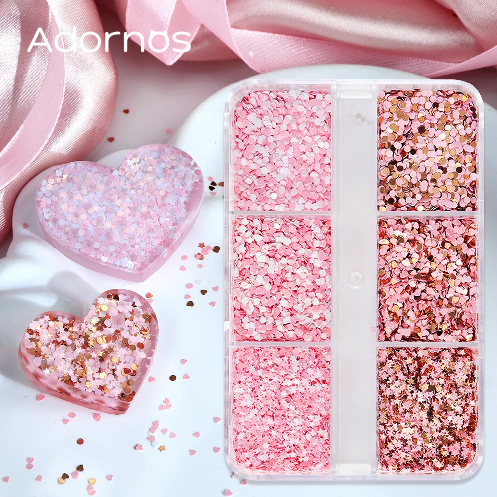 Valentines Day Sequin Epoxy Resin Filling 1mm Love Heart Star Round Flakes Resin Shaker Mold Filler Winter Handmade Craft Making