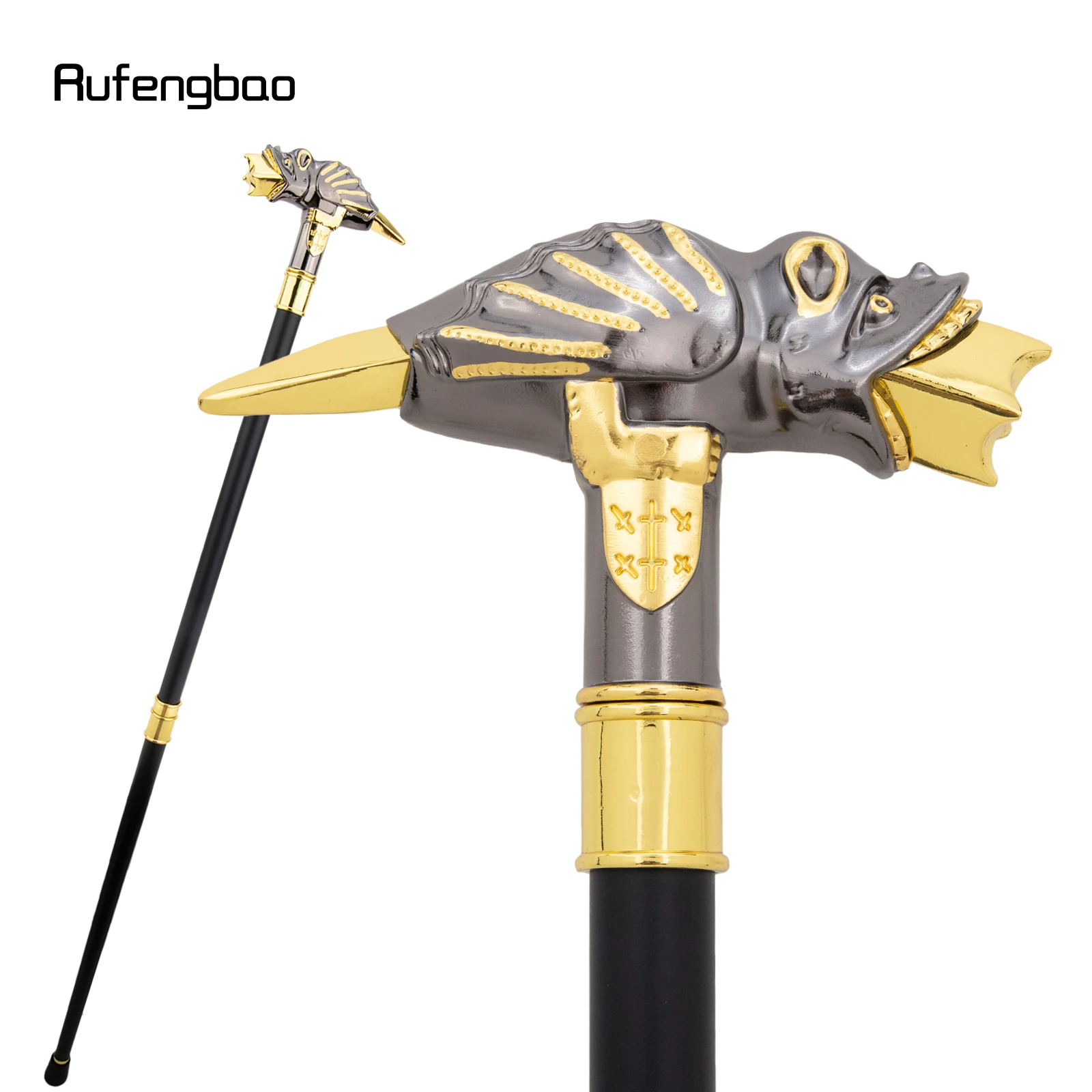 Golden Black Lizard Chameleon Tongue Knob Crosier 93cm Decorative Stick Cane Halloween Cosplay And Parties, For Cosplay & Party