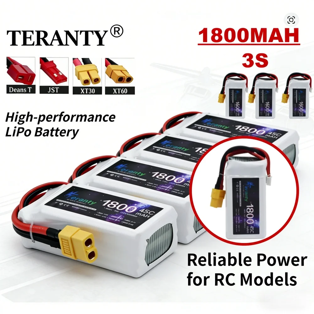 

Premium 3S 11.1V 1800mAh 45C Lipo Battery Rechargeable for RC Helicopter Drone Airplane Boat Car Truck Models