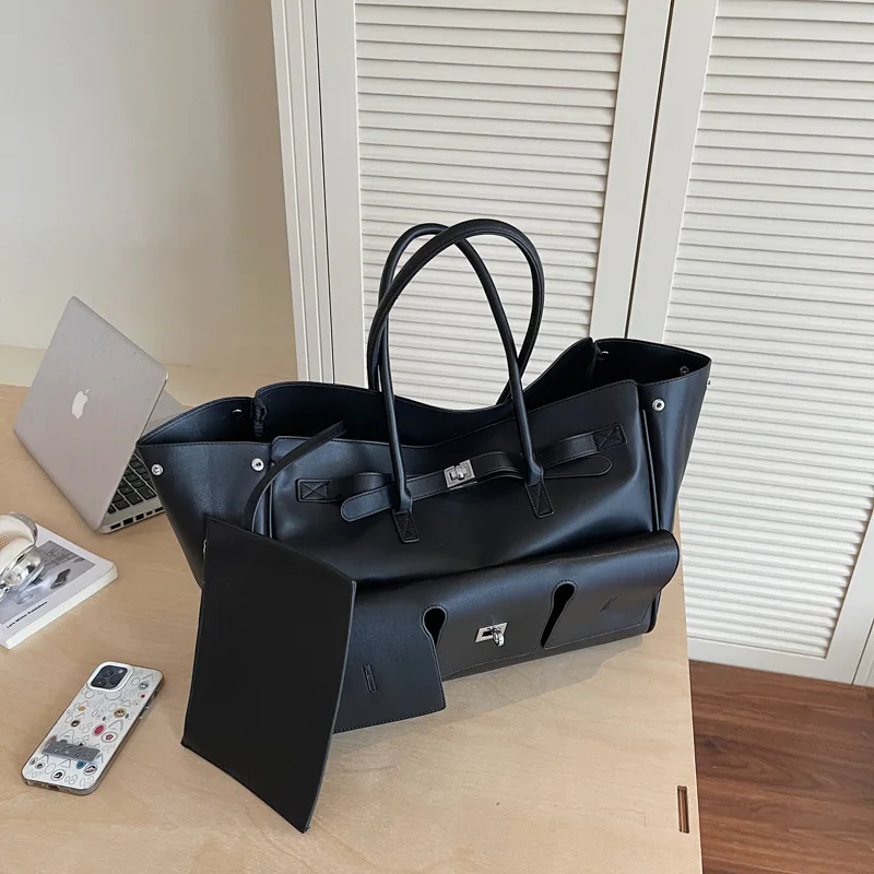​ ​ Sac fourre-tout de Niche mat pour femmes, sac à main surdimensionné sous les bras, cuir de grain de galets, résistant à l'eau, cheval de travail, Design essentiel et robuste