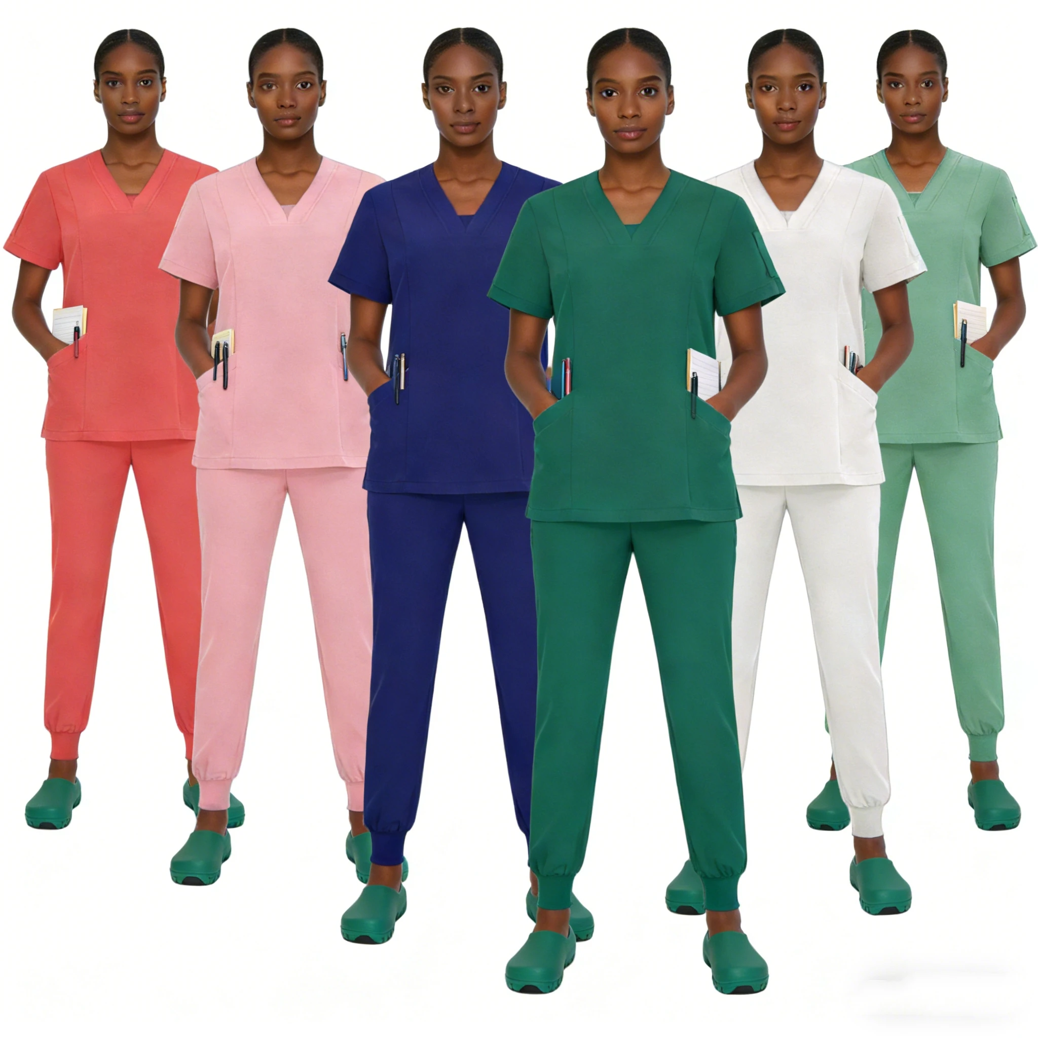 ชุดยูนิฟอร์มทางการแพทย์แบบสลิมฟิตสำหรับผู้หญิง ชุดสครับสำหรับโรงพยาบาล เสื้อผ้าสำหรับพยาบาล อุปกรณ์เสริมสำหรับคลินิกทันตกรรม ร้านเสริมสวย สปา ชุดทำงาน