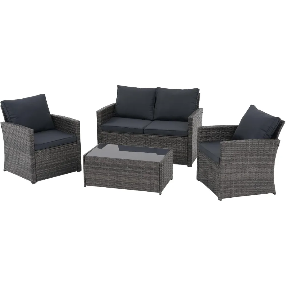 

4-piece Outdoor Terrace Furniture Set, All-weather Terrace Conversation Set