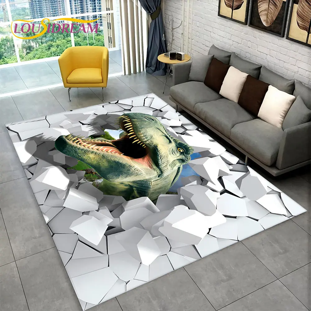 3D Visual Illusion Dinosaur Area Rug,Carpet Rug for Home Living Room Bedroom Sofa Playroom Doormat Decor,Kid Non-slip Floor Mats