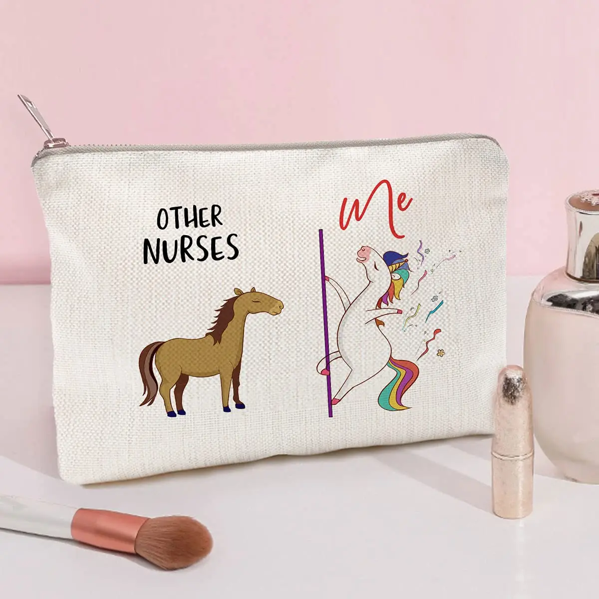 Nurse Gifts  Nurse Versus Me Makeup Bag Gifts Funny Cosmetic Case Birthday Gifts Appreciation Essential Worker Gifts