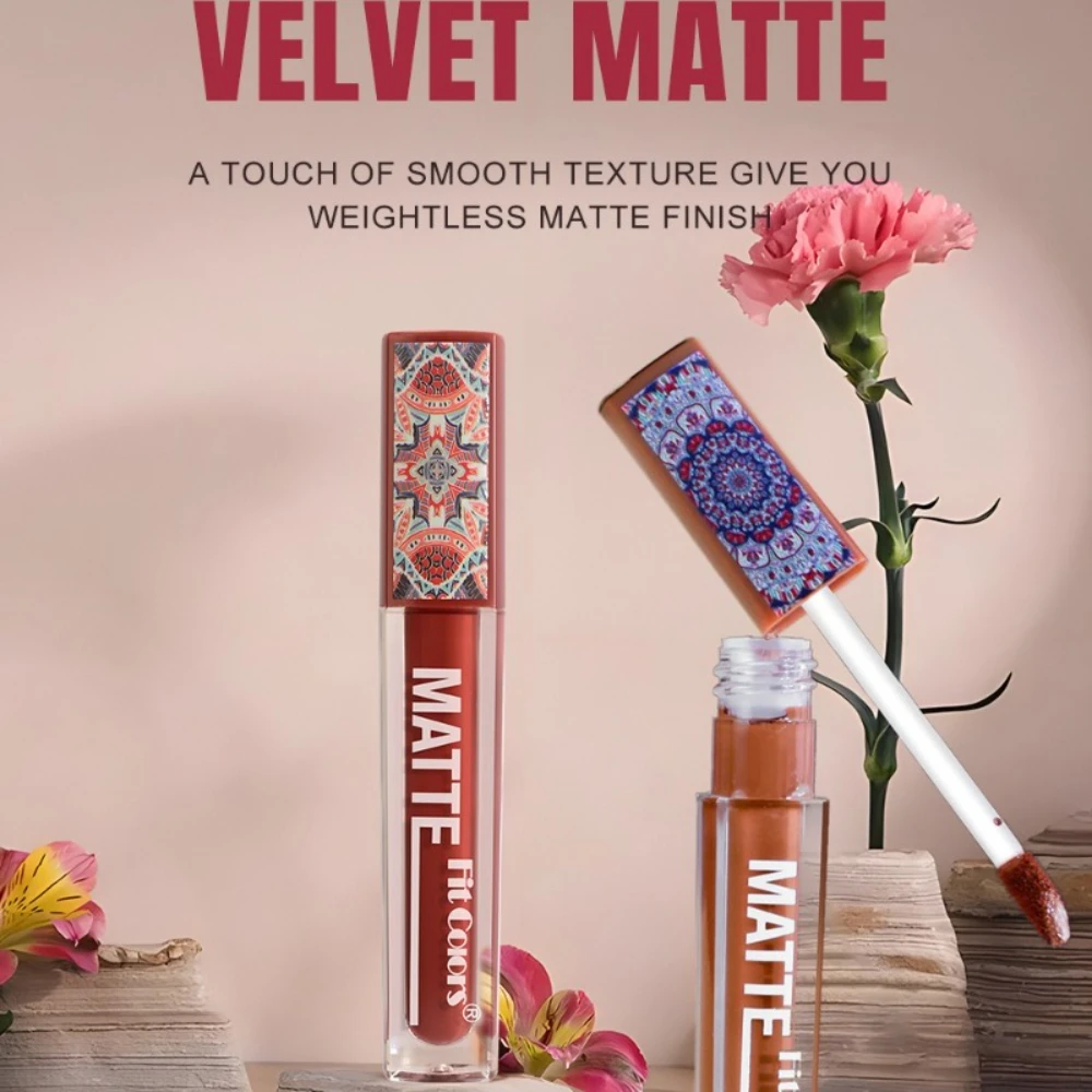 ملمع شفاه بوهيمي غير لامع مكون من 6 ألوان مقاوم للماء وملمس مخملي يدوم طويلاً لمستحضرات التجميل المريحة طوال اليوم