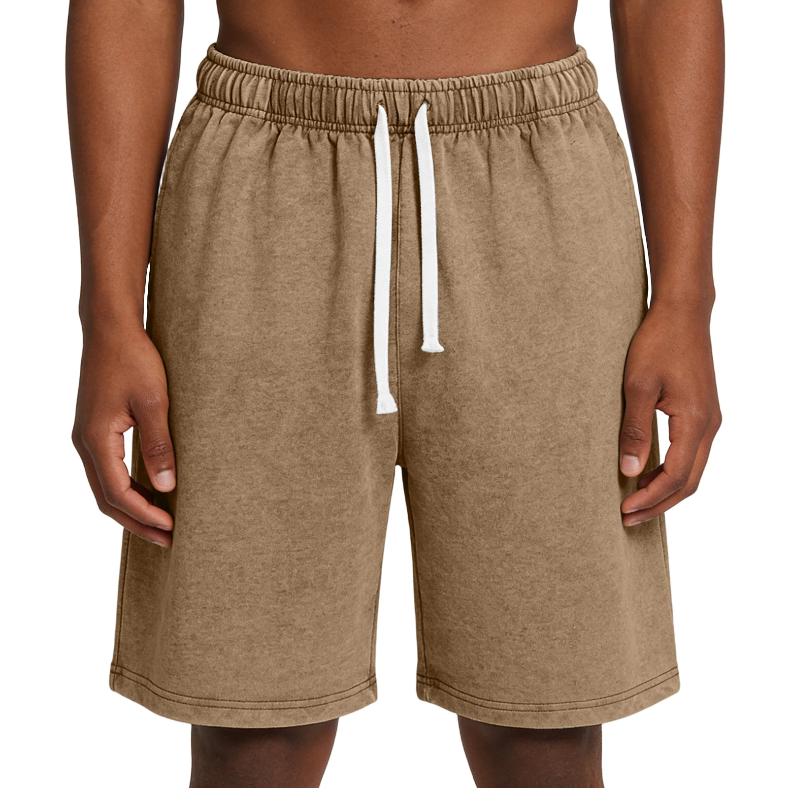 

Men's Washed Distressed Shorts, Solid Color Loose Drawstring Sports Shorts, Casual Street Style Shorts, Summer Runinng Shorts
