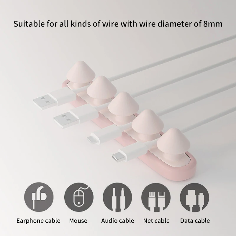 Simples Cartoon Clip Desktop Wire Organizer, Arranjo do fio, Armazenamento de dados Cabo, carregamento fixo Winder, Seamless Acrílico Hub