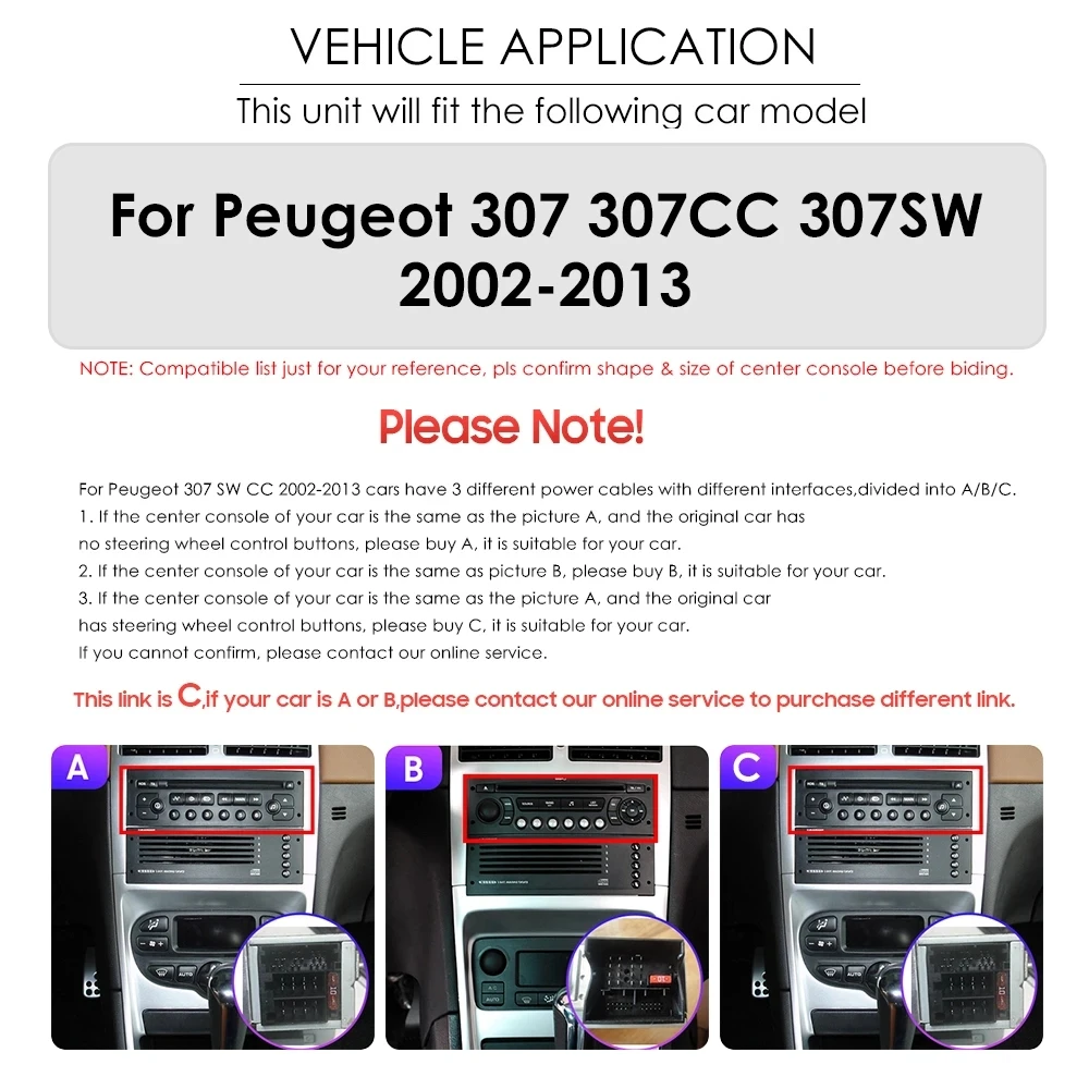 2 Din Carplay Android 12 4G WiFi Para Peugeot 307 2002-2013 Car Radio Auto Multimedia Video Player Navegação GPS 6GB + 128GB DVD