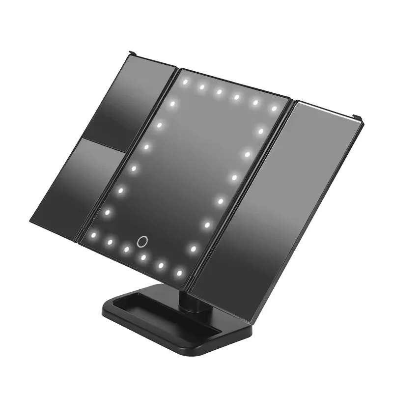 Led سطح المكتب 1x/2x/3x التكبير مرآة التجميل Trifold يشكلون USB الجمال حامل مرآة مع شاشة لمس ذكية مضاءة #5