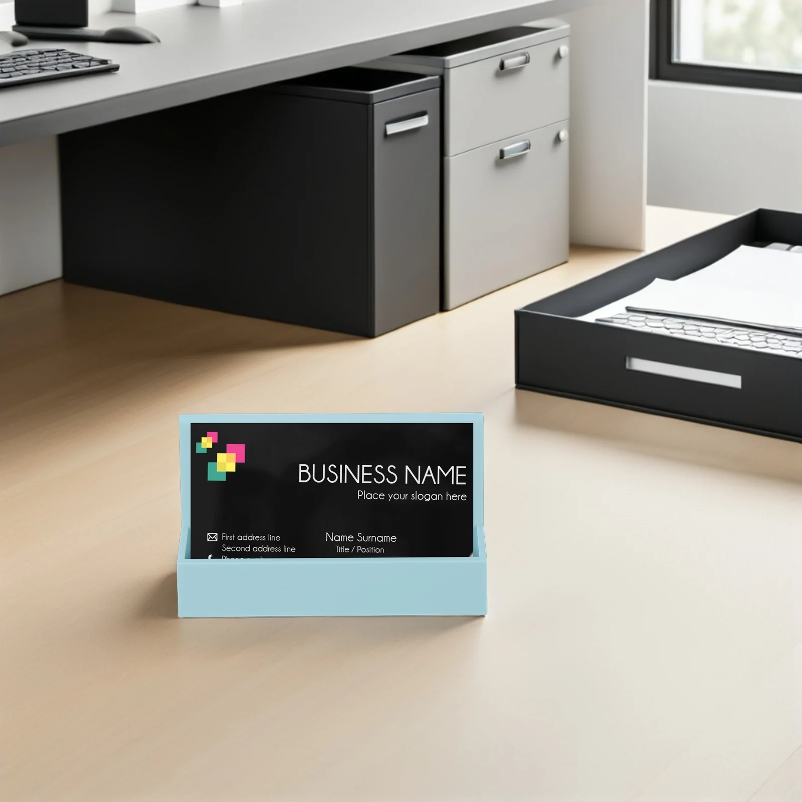 

3Pcs Business Card Holder Display Rack Compact Office Desk Card Stand Professional Namecard Organizer Name Cards Holder