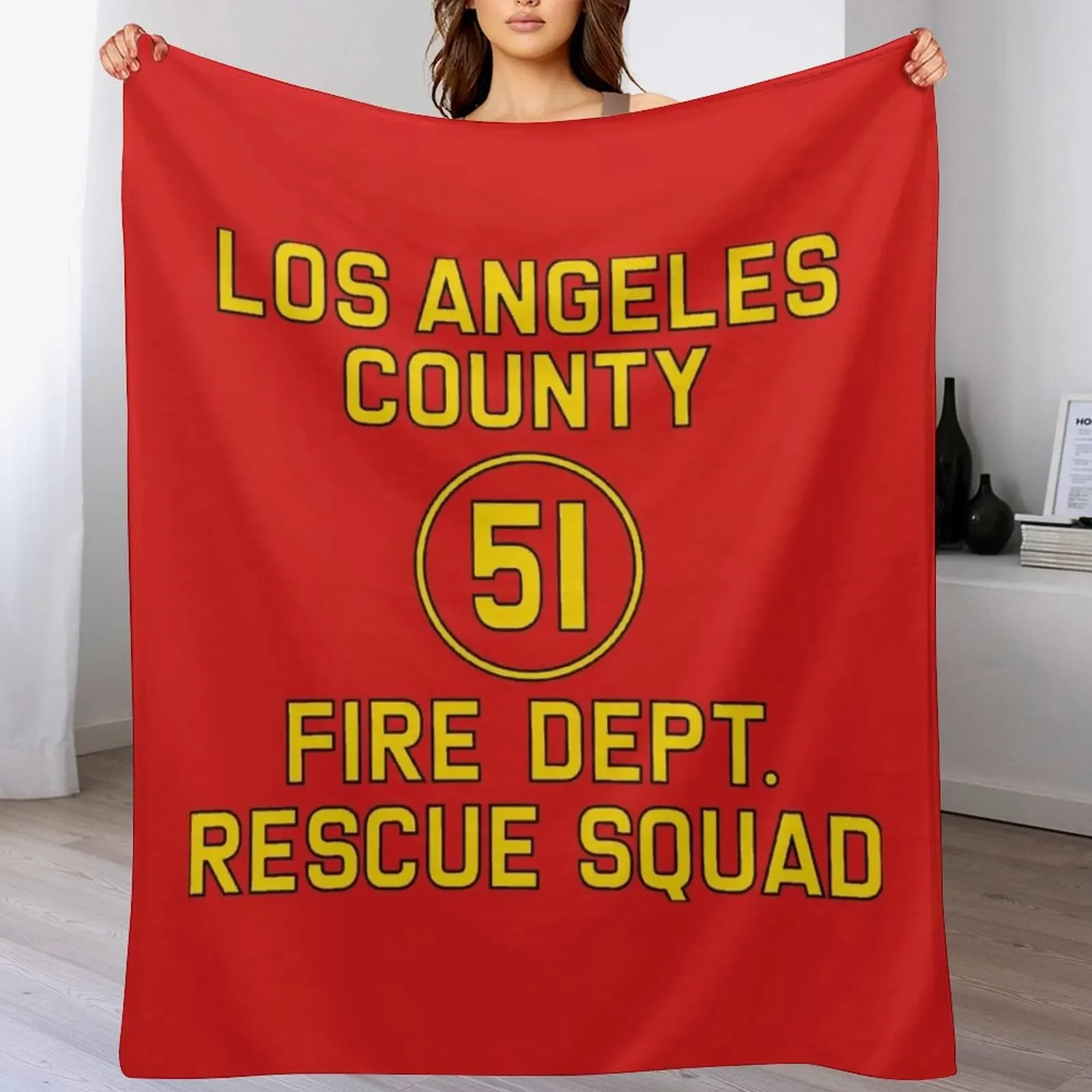 Emergency Squad 51 Side of Truck Reproduction Logo Throw Blanket Foldable Soft Warm Blanket for Outdoor Use