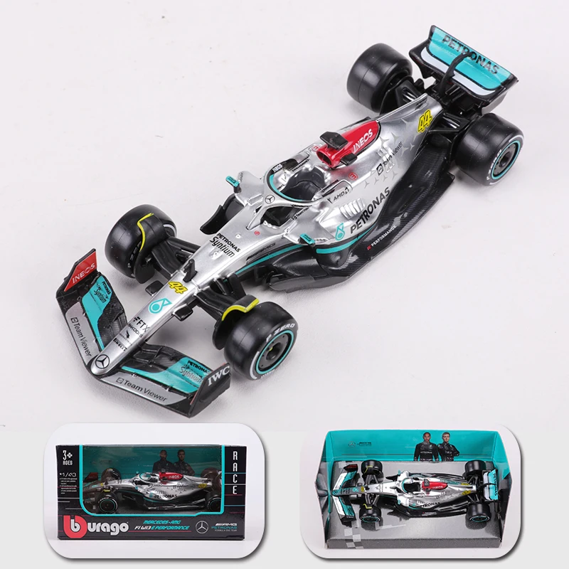 Bburago 1:43 Mercedes-AMG Benz F1 W13 44# 63# Race Car Alloy Simulation Model Of Automobile Hardcover Edition