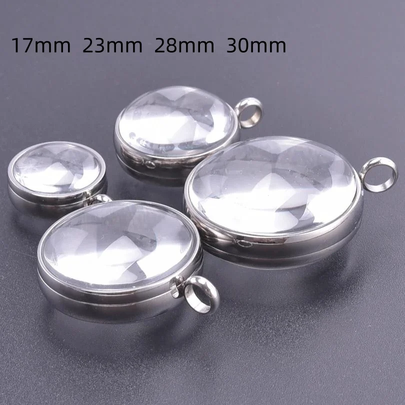 17mm 23mm 28mm 30mm Stal Nierdzewna Pływająca Zawieszka Medalion z Podwójnie Zakrzywionym Szkłem na Pamiątki do Wyrobu Naszyjników