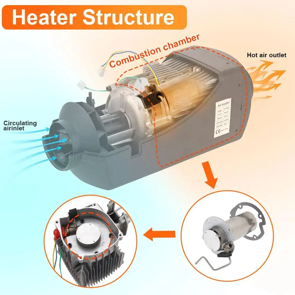 

12V 5KW Diesel Parking Heater Burner Kit With Combustion Chamber Torches & Gasket Replacement For Car Truck Camper Heater S6O7