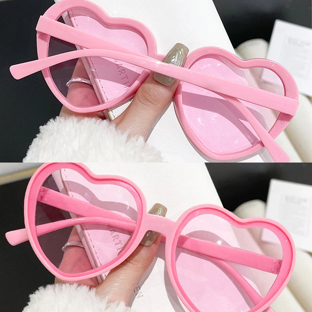 Love Heart Shaped Sunglasses Women Big Frame Fashion Vintage Sun Glasses UV400 Protection Outdoor Cute Pink Candy Eyewear