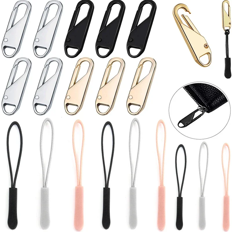 5pcs Zipper Pull Replacement Universal Zipper Metal Puller Slider Zipper Repair Kit Zipper For Suitcases Coat Boots Jacket