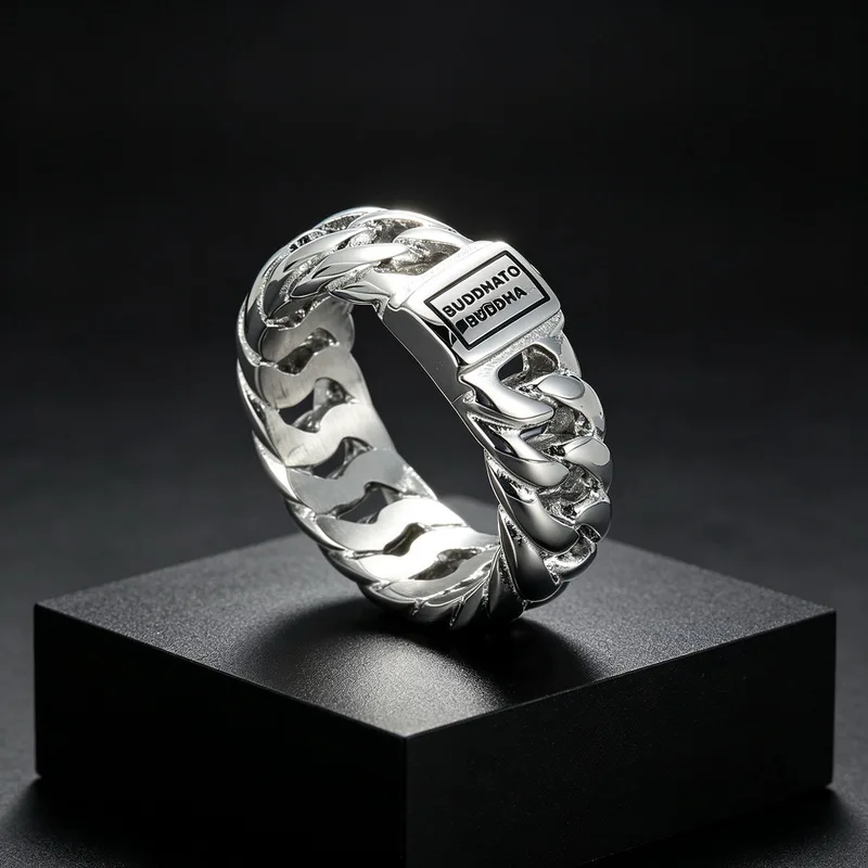 KALEN 8mm Edelstahl Cuban Link Ring für Männer Vintage Gravierter Ring Männlicher Fingerring Biker Party Schmuck Geschenk – Detail 2