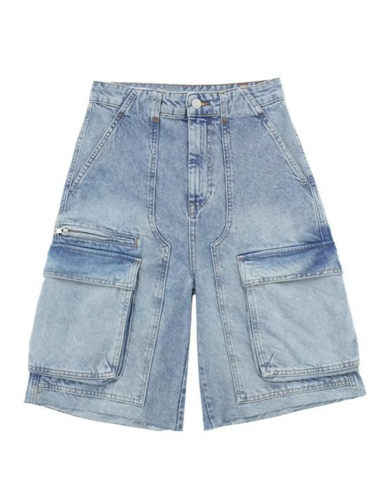 

Casual Loose Five-Point Denim orts Workwear Sle High Waist Blue Jeans Fabric Summer Faion Women's Pants Versatile orts