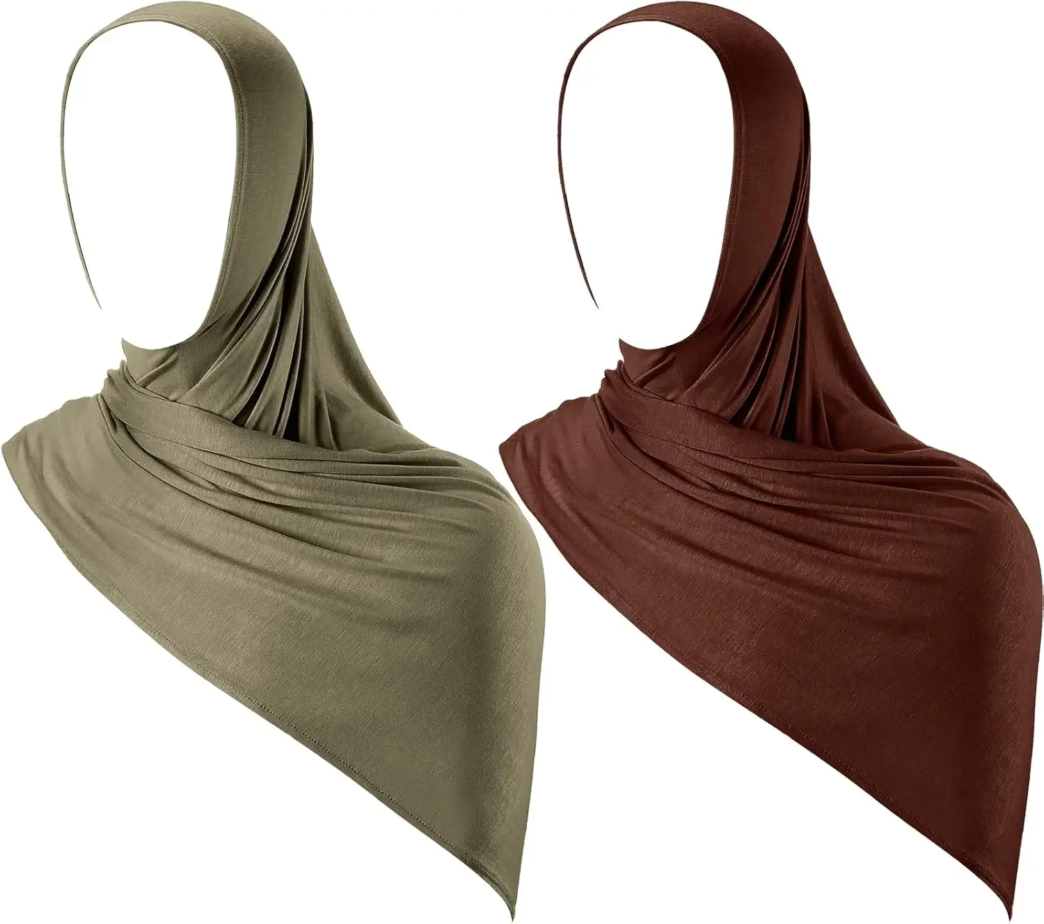 

2 шт. Мгновенные шарфы-хиджабы из джерси для женщин, мусульманские головные платки, мягкие, легкие, длинные, эластичные шарфы-шали, повязки на голову, тюрбаны