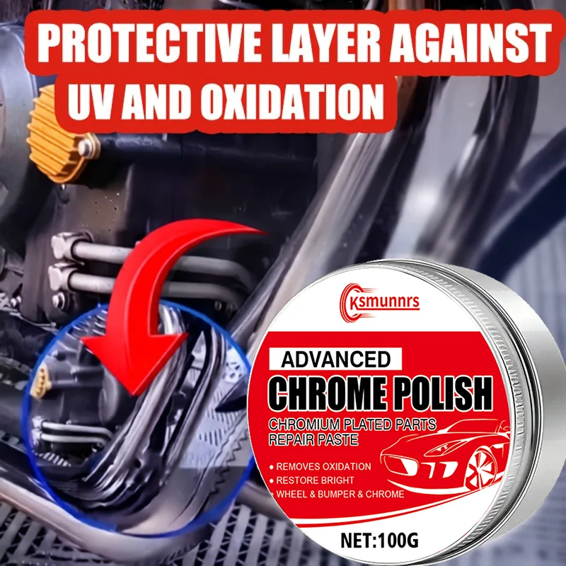 Chrome Repair Paste - Quickly Polishes & Restores Door Handles, Window Frames, Car Emblems, Removes Oxidation, Restores Shine, M