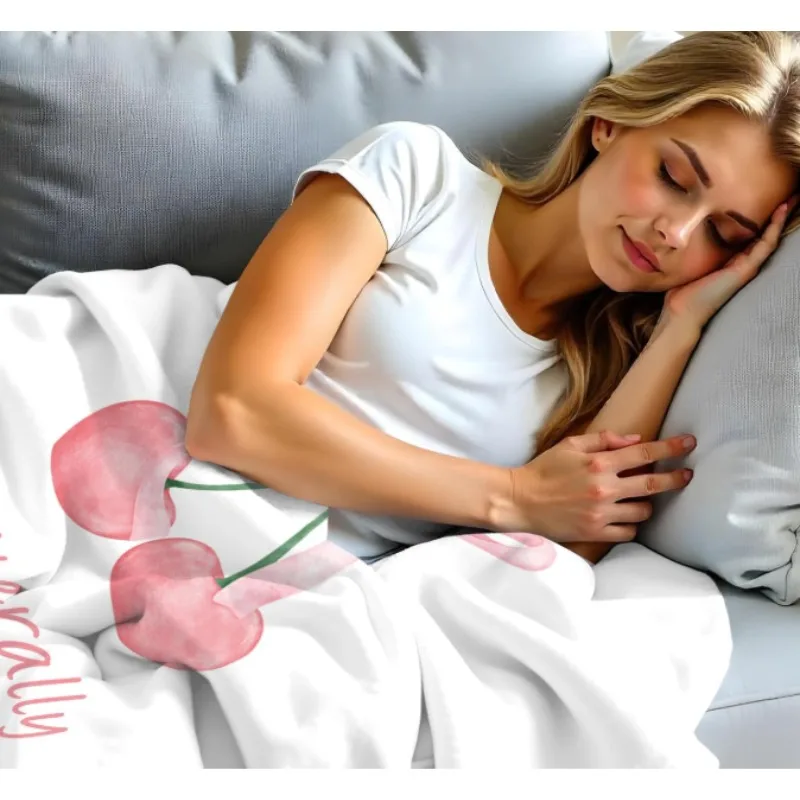 Couverture à nœud rose, couverture preppy pour femmes, couverture cerise pour décoration de dortoir de filles, couverture "I'm Just a Girl"