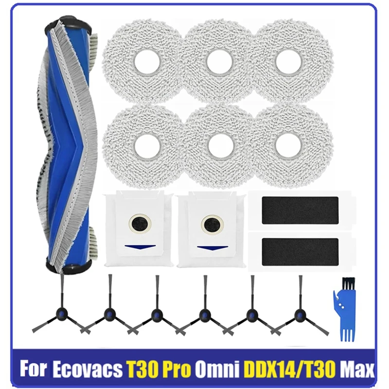 

18PCS For ECOVACS T30 PRO OMNI DDX14 / YEEDI M12 Pro+ Vacuum Replacement Parts Main Side Brush HEPA Filter Mop Dust Bag