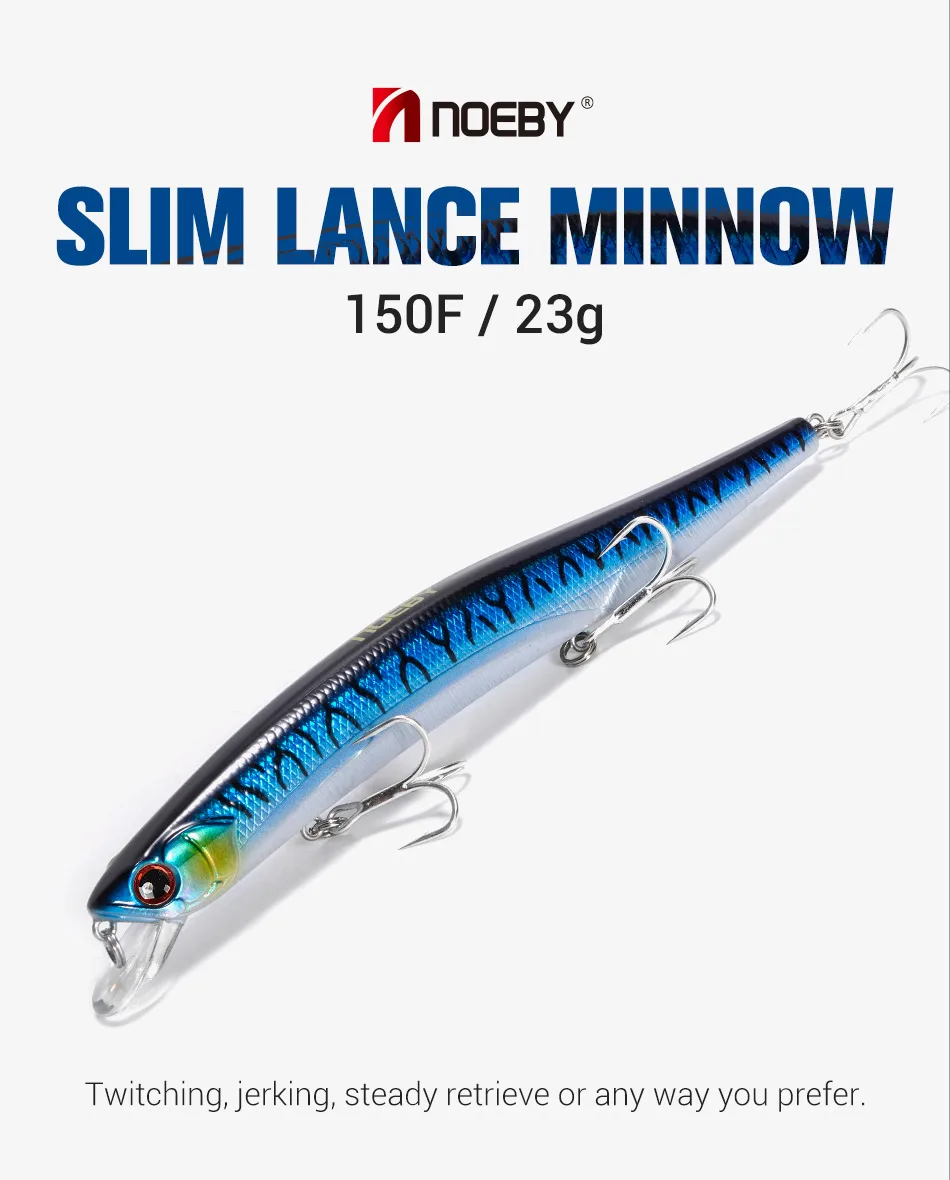 NOEBY Slim Lance Minnow 150 mm 23 g Angelköder Schwimmende Wobbler Künstlicher harter Köder für Hechtbarsch Jerkbait Angelköder – Detail 1